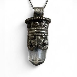 Silver Smoke Quartz Crystal Pendant